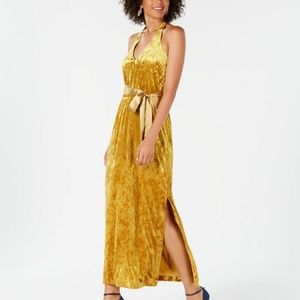 NWT Avec Les Filles Velvet Halter Maxi Dress